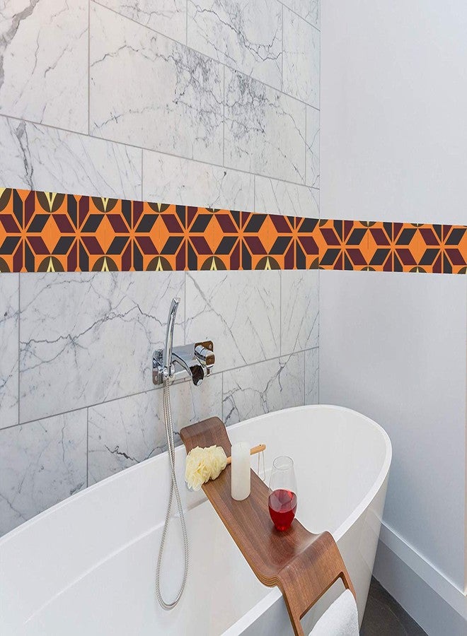 DECOR PRODUCTION ملصقات بلاط جدارية ذاتية اللصق من الفينيل المقاوم للزيت والماء من إنتاج ديكور برودكشن، عناصر ديكور للمنزل (متعددة الألوان، عرض 6 بوصات، طول 48 بوصة، تصميم 2) - Image 4